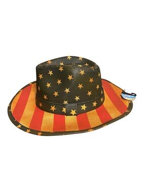 Pugs Rager Hat In Tea Stain American Flag Wide Brim Sun Shade Fedora Hat
